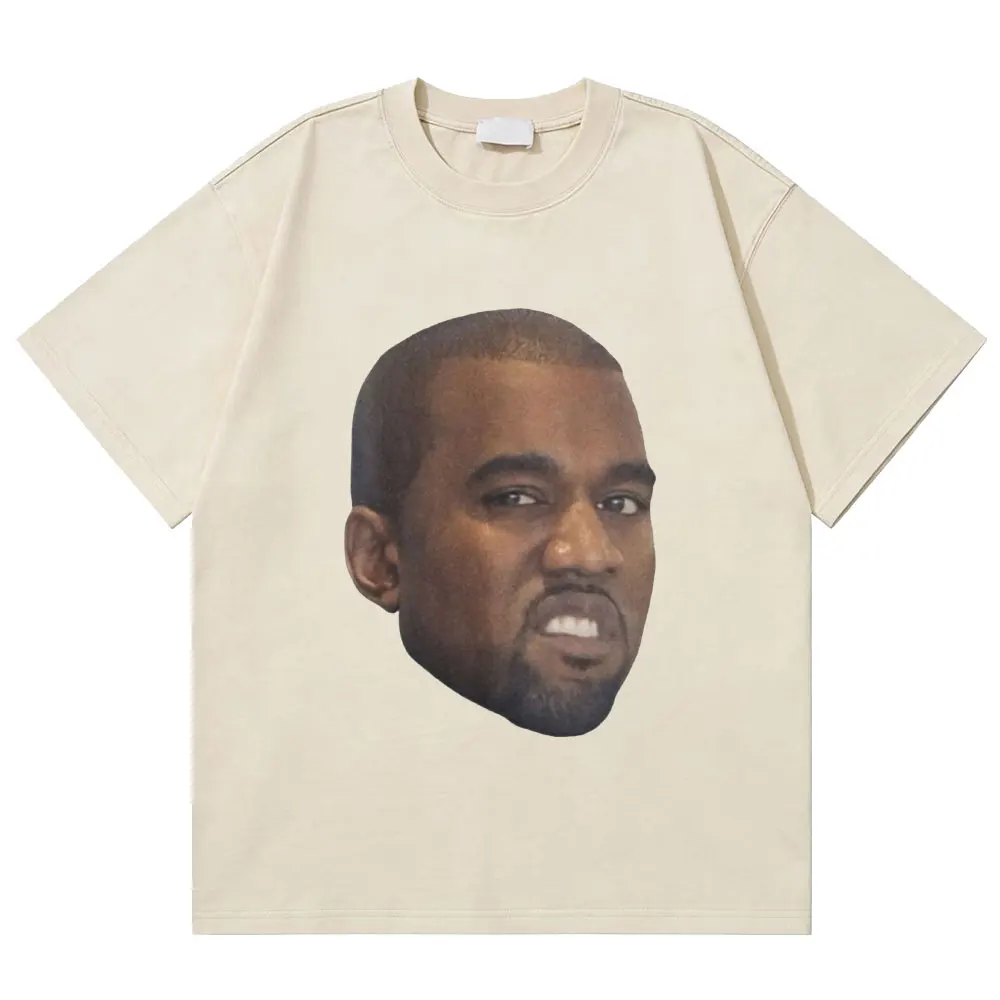 

Washed Vintage Rapper Disgusted Kanye West Face Funny Meme T Shirts Men Hip Hop Oversized T-shirt Male Fashion Casual T-shirts
