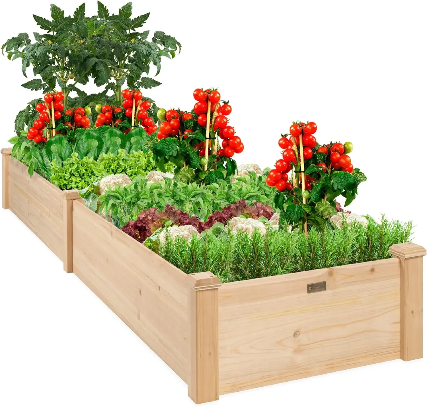 8x2ft Outdoor Wooden Raised Garden Bed Planter for Vegetables, Grass, Lawn, Yard