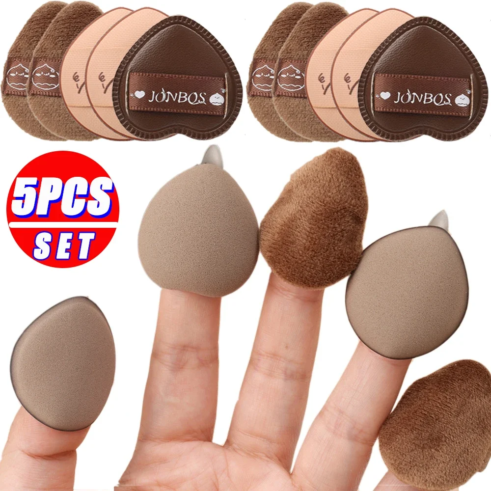 20pcs Finger Powder Puff Set Soft Beauty Thumb Air Cushion Foundation Under Eye Concealer Dark Circles Makeup Sponges Mini Puffs