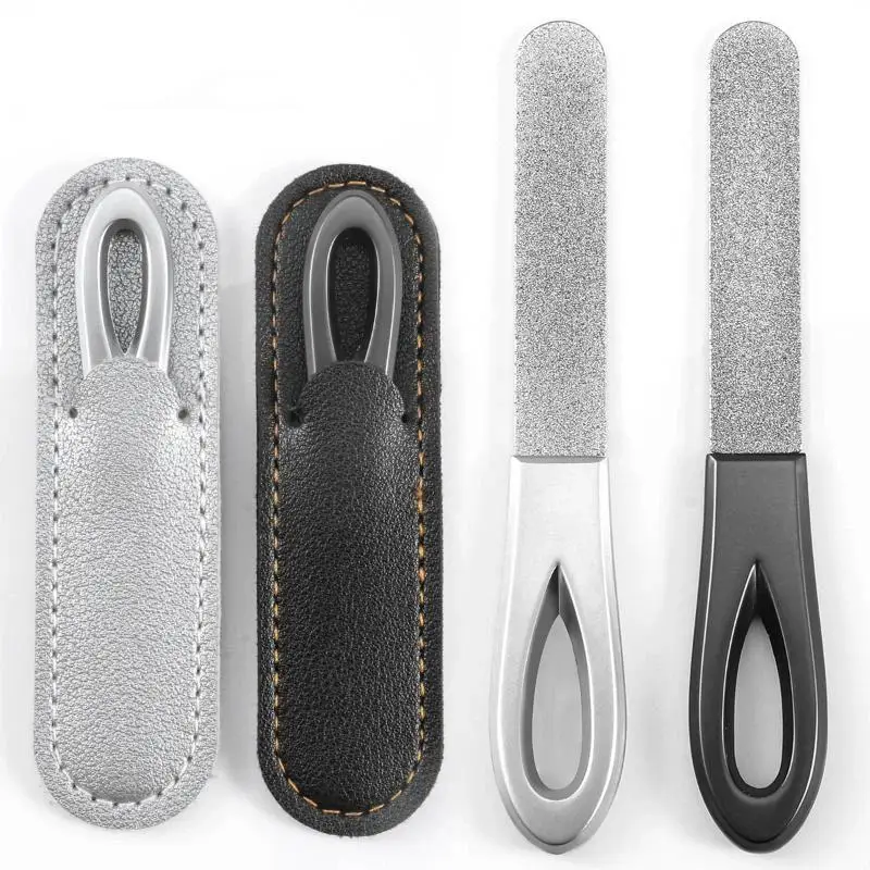 Stainless Steel Diamond Grit Nail File Hypoallergenic Durable Manicure Pedicure Tool for Home Travel Nail Care Use