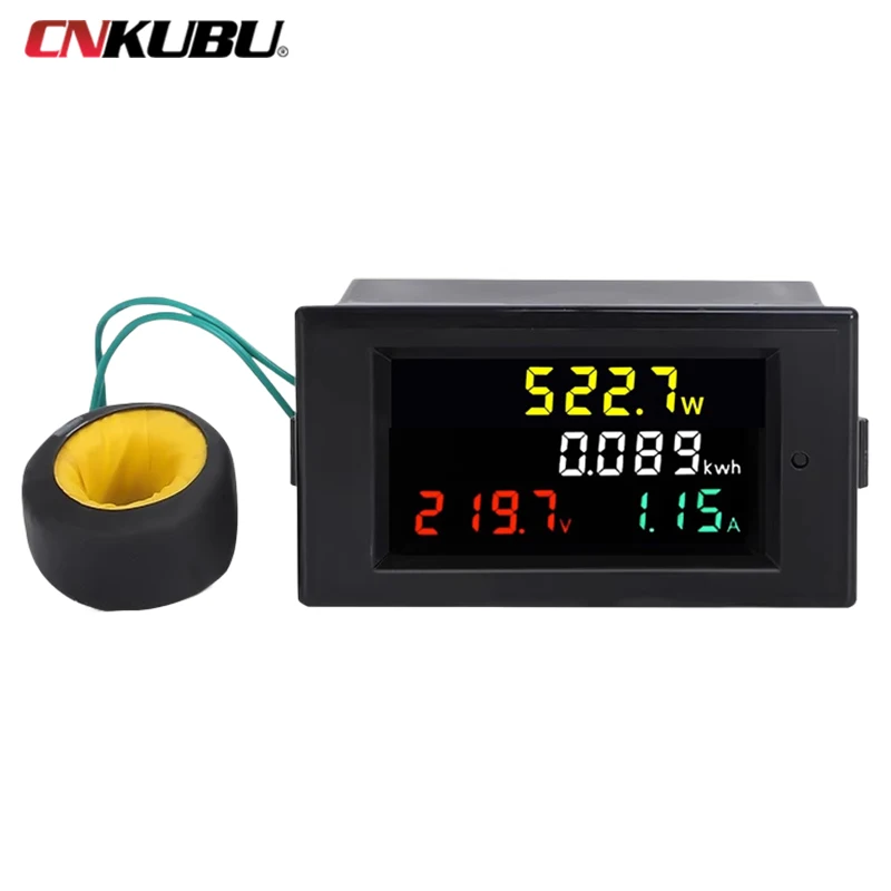 D69-2049 Multi-Function AC Voltage Current Power Meter Colour LCD Digital Display Power Monitor 100A High Precision