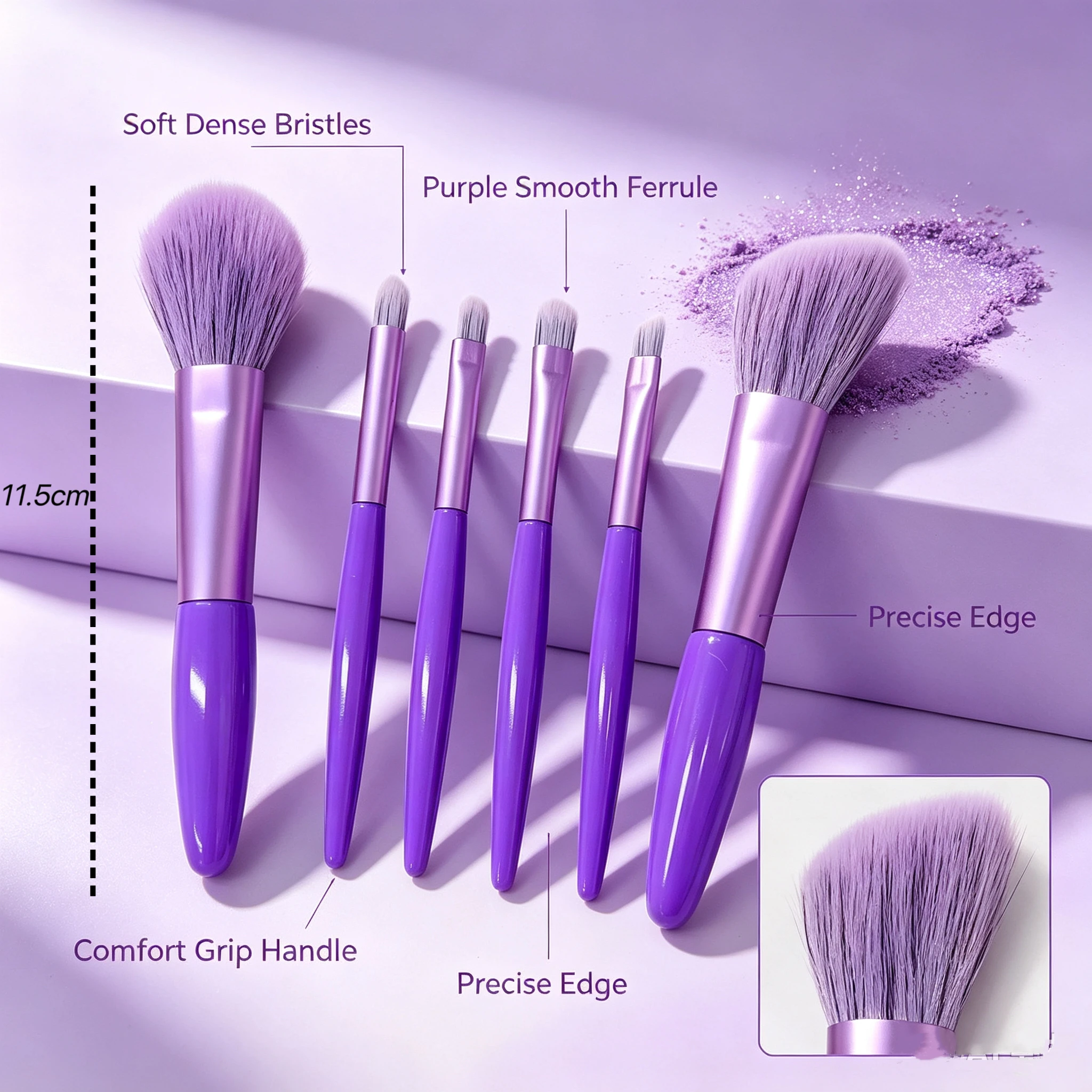 6-Piece Makeup Brush Set: Soft Bristles, Gentle on Skin, Ideal for Beginners, Portable Makeup Tools