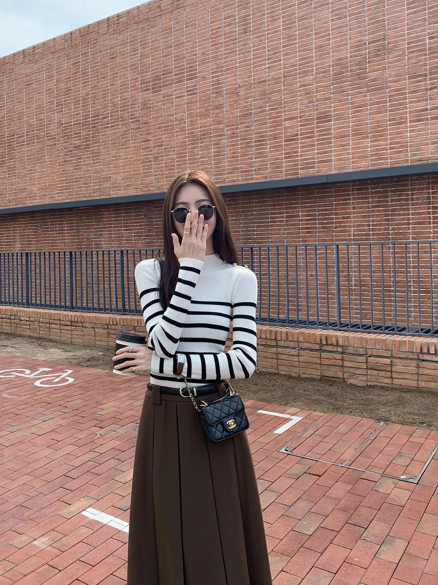 

Винтажный вязаный свитер Mulvan в полоску, женский облегающий базовый слой, топ на осень-зиму