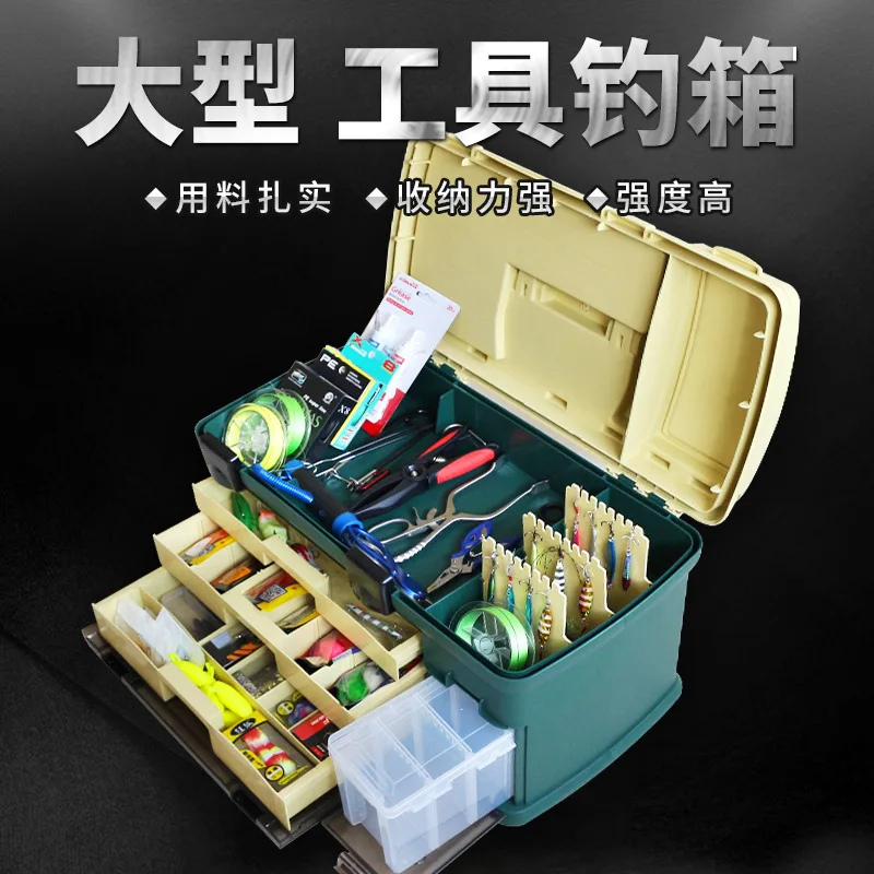 Portable Lure Tackle Box Pp Multi-Layer Gear Organizer Shore Saltwater Use Capacity Divider Layout Packed Size Load Rating To