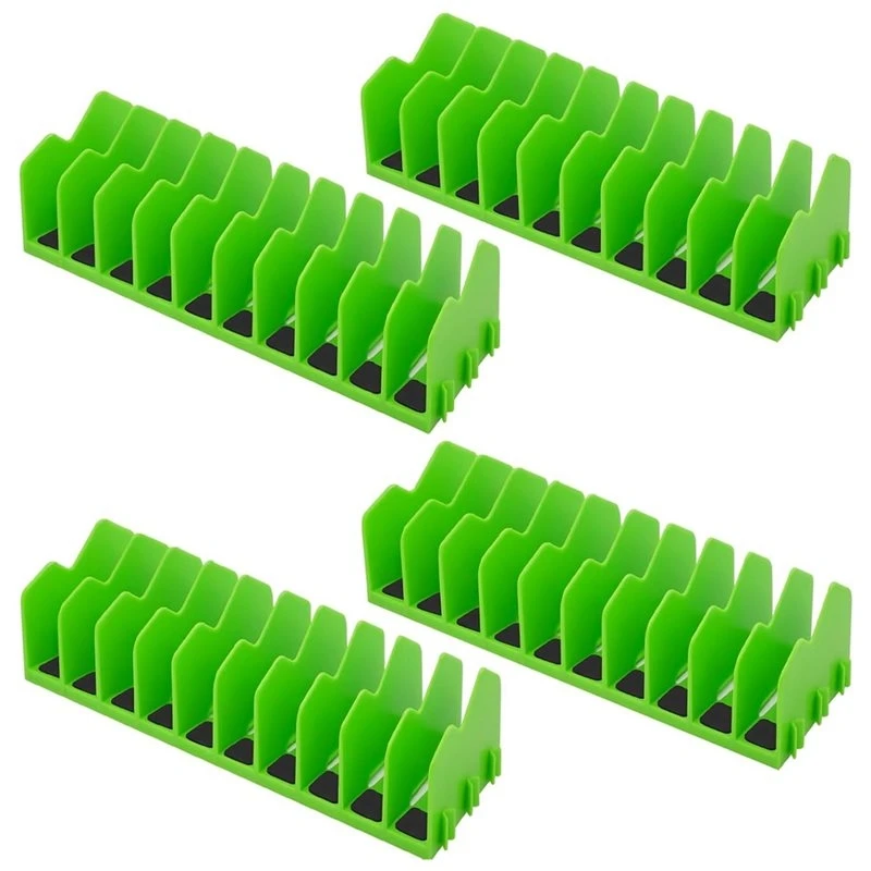 AT14 Pliers Organizer Green Non-Slip Rubber Base, 4-Pack 40-Slot Expandable Tool Rack For Storing Pliers, Cutters, Wrenches
