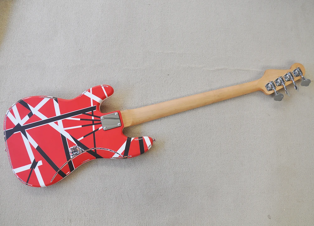 4 Strings Relic Red Electric Bass Guitar with Maple Fretboard,Customizable