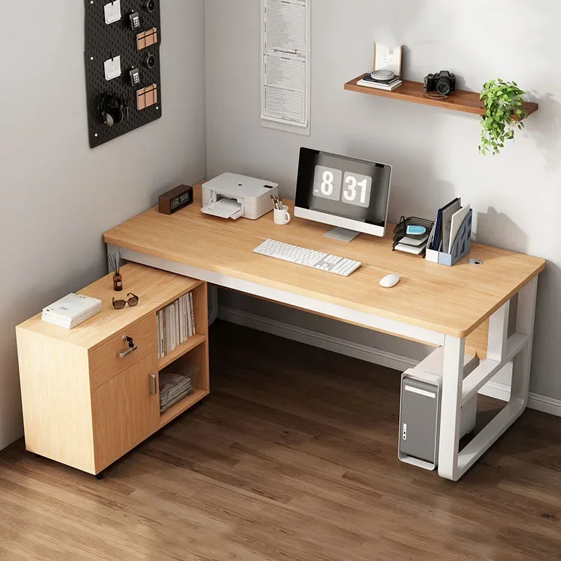 Legs Storage Office Desk L Shaped Corner Bookshelf Storage Computer Desks Supplies Standing Mesa De Escritorio Modern Furniture