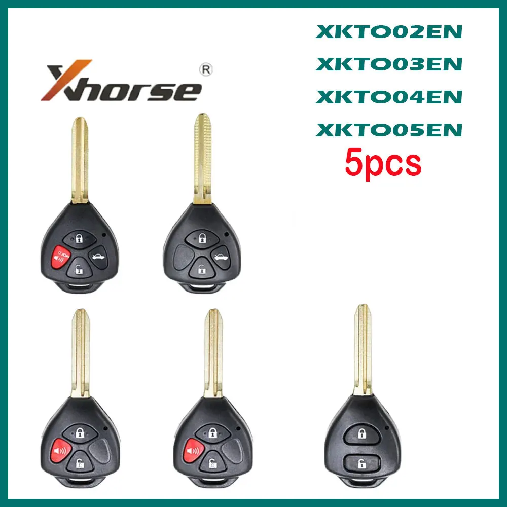 5pcs Xhorse Universal VVDI Wire Remote Key XKTO02EN XKTO03EN XKTO04EN XKTO05EN Car Remote key for Toyota VVDI2 Xhorse VVDI Tool