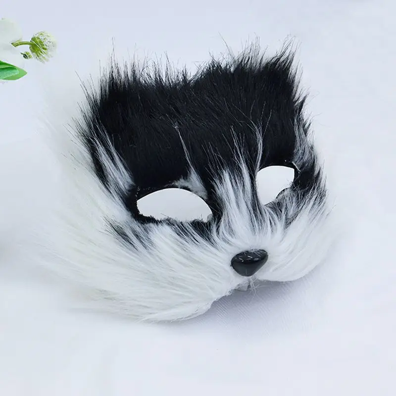 Masque de masade de renard en peluche pour femme, Rhsexy, mascarnaval, Halloween, Noël, cosplay, habillage, amoureux, date, noir, blanc, mignon
