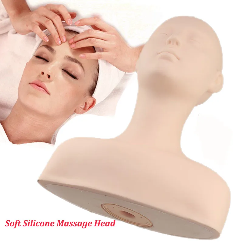 New Soft Silicone Massage Cosmetology Make Up Practice Training Mannequin Head Doll with Shoulder Bone Model Head Practice Tool