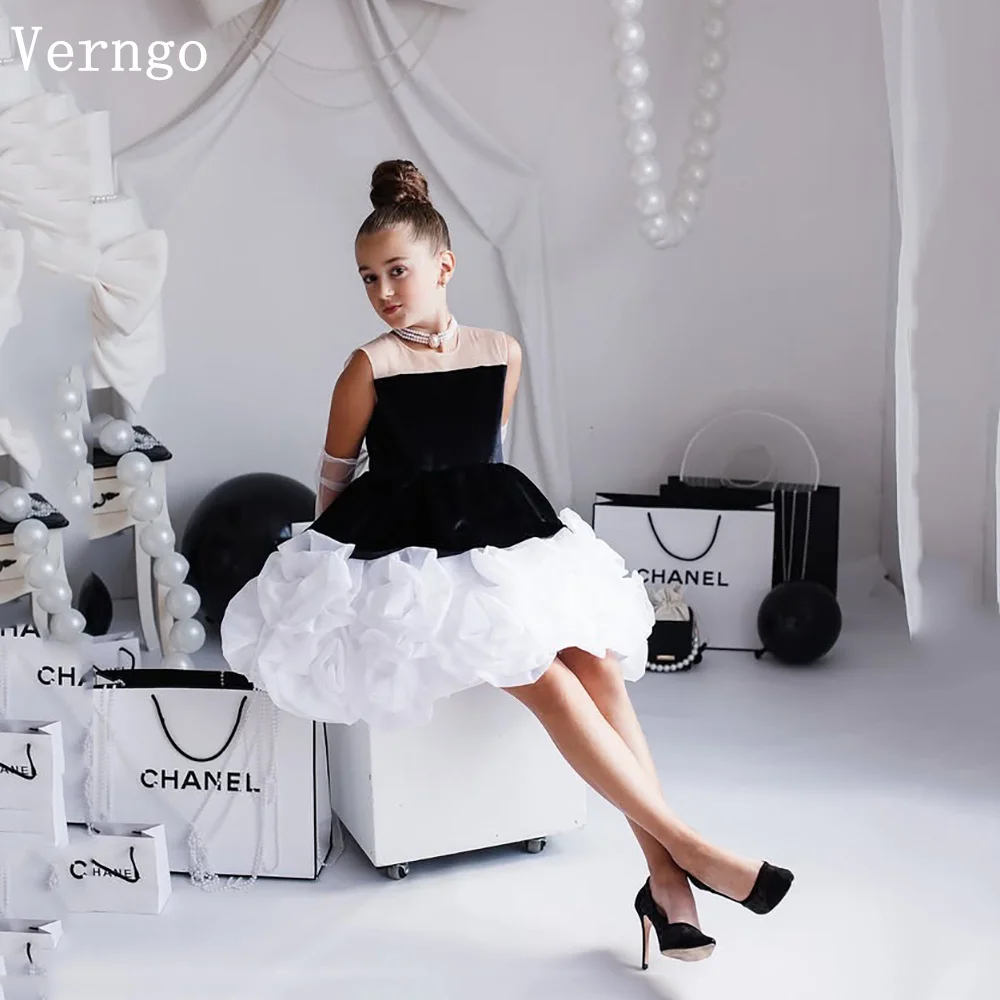 

Verngo Black Velvet Girl Birthday Party Dress O Neck Sleeveless A Line Princess Christmas Celebrity Dress Customized