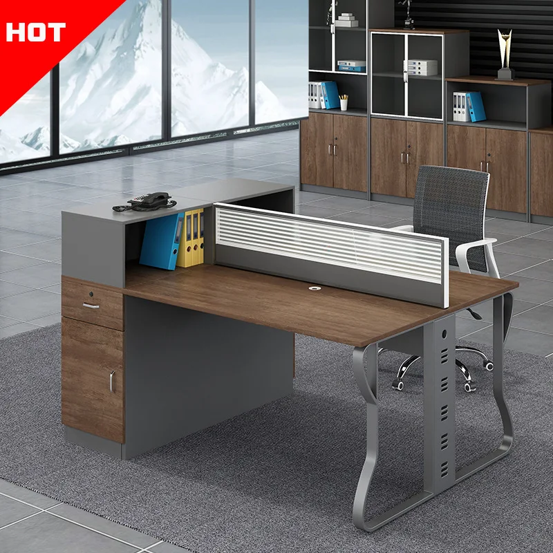Office desk and chair combination Office desk Employee space Simple modern screen Computer desk 4 people