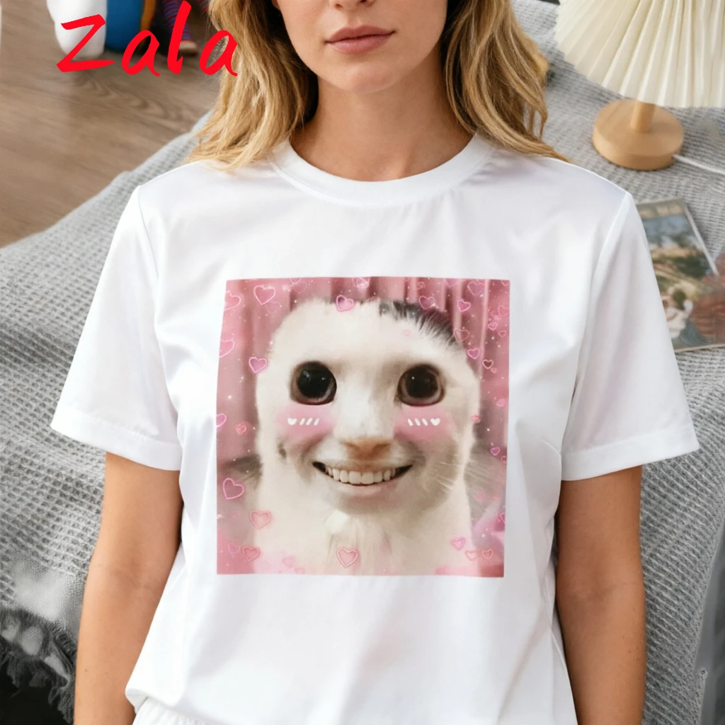 Goofy Ahh Cat Printed Women's T-shirt Dank Cursed Weirdcore T-Shirts Men Women I Got Too Silly Tshirt Huh Cat Memebn Crying Cat