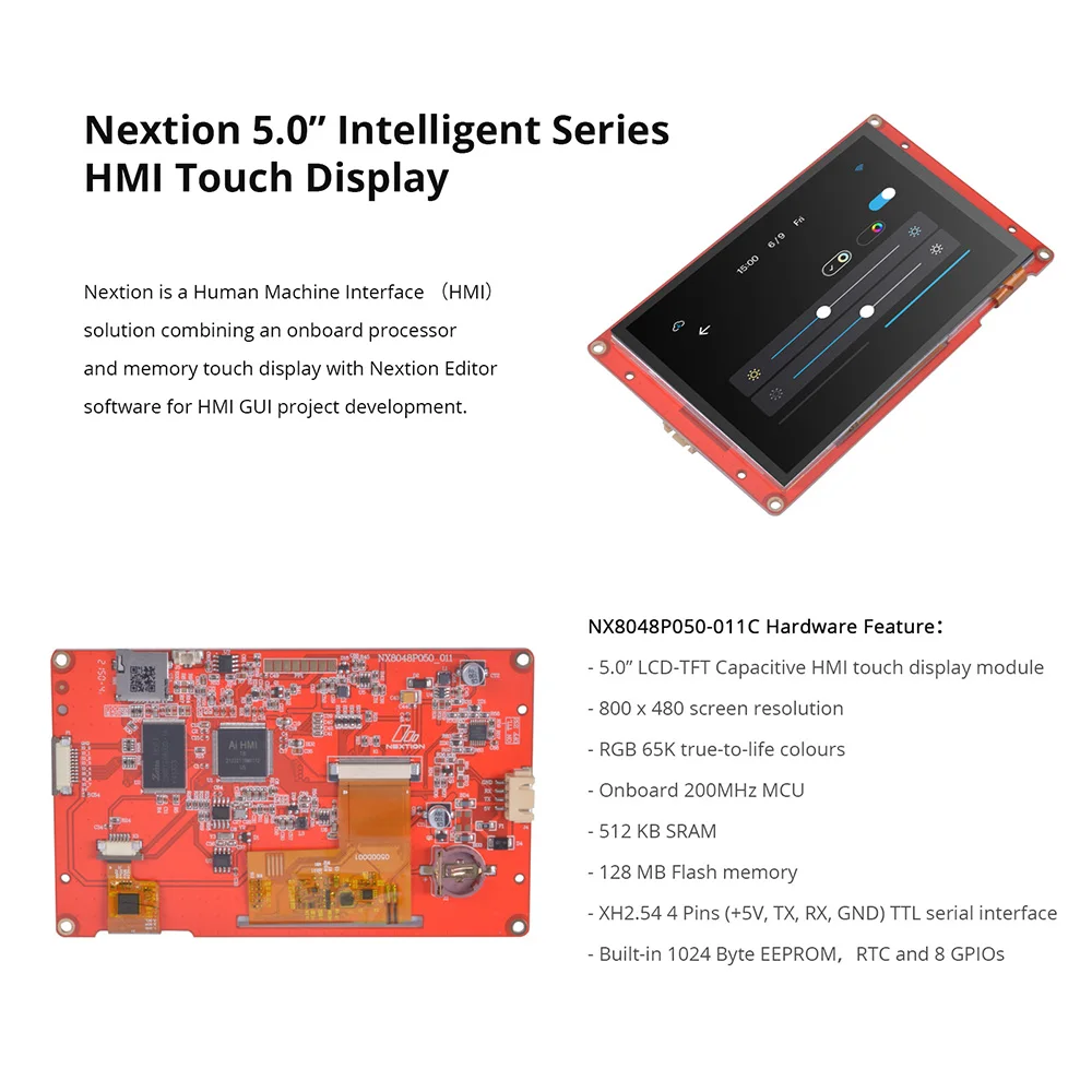 Nextion NX8048P050-011C 5.0 Inch LCD-TFT Capacitieve Hmi Touch Display Module Intelligente Serie Panel Scherm Zonder Behuizing