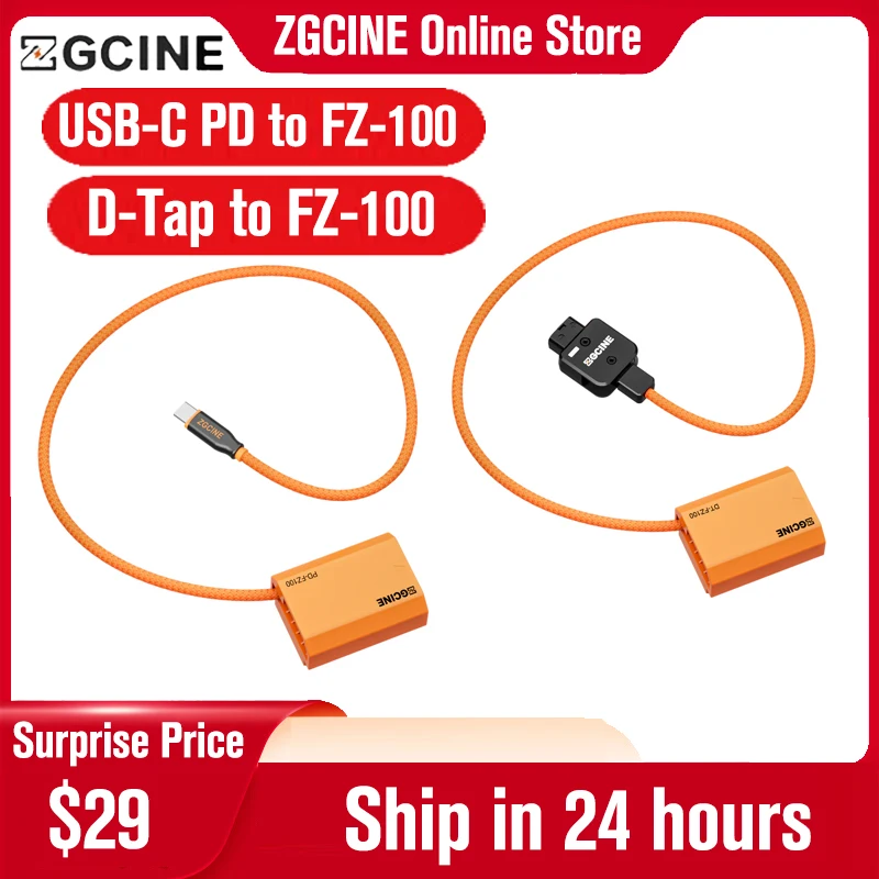 ZGCINE D-Tap to FZ-100 / USB-C PD to FZ-100 Dummy Battery Cable (braided wire)