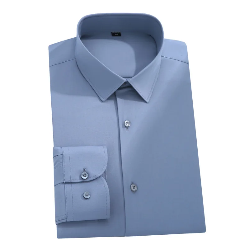 Larger Size S-6XL Mulberry Silk Men's Long Sleeve Shirt Reverse Wrinkle Cool Comfortable Slim Social Business Formal White Shirt