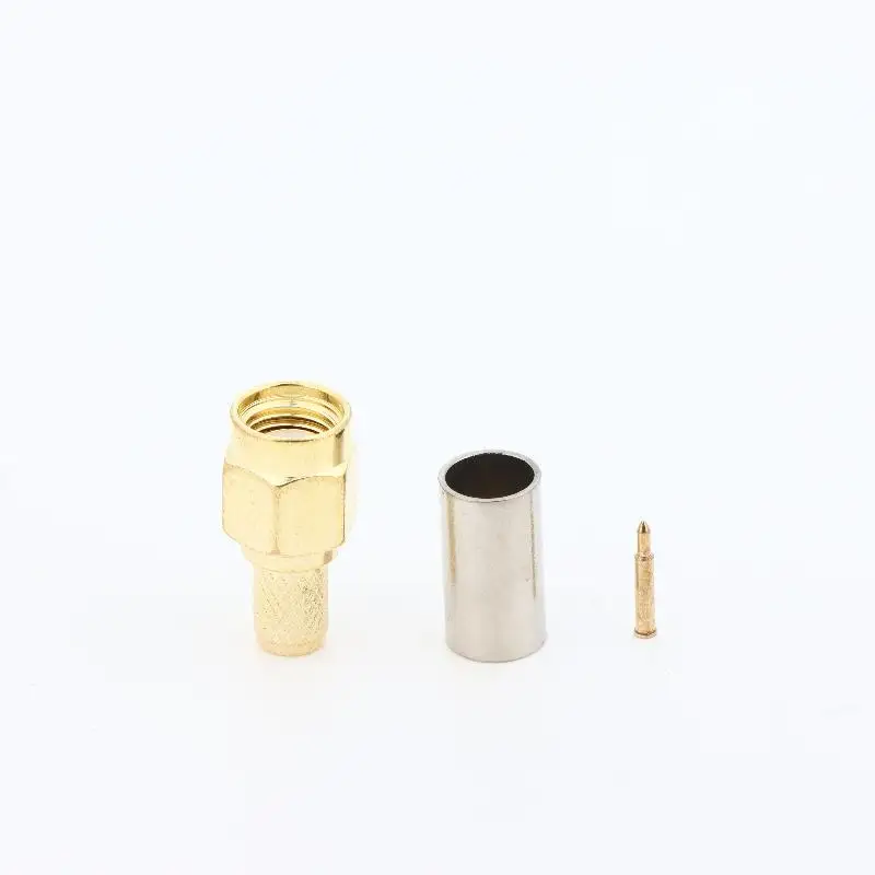 1 Set Wire Terminals Connector SMA Plug Male Crimp For RG58 RG142 LMR195 Cable Straight RF Coaxial Adapter