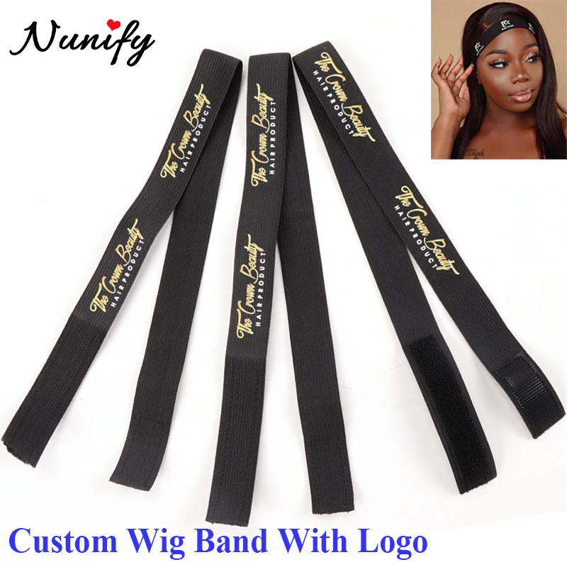 

Customize Logo Melting Band Adjustable Elastic Band With Your Own Logo 10Pcs Edge Melt Band For Wig Glueless 2.5/3/4cm Headband