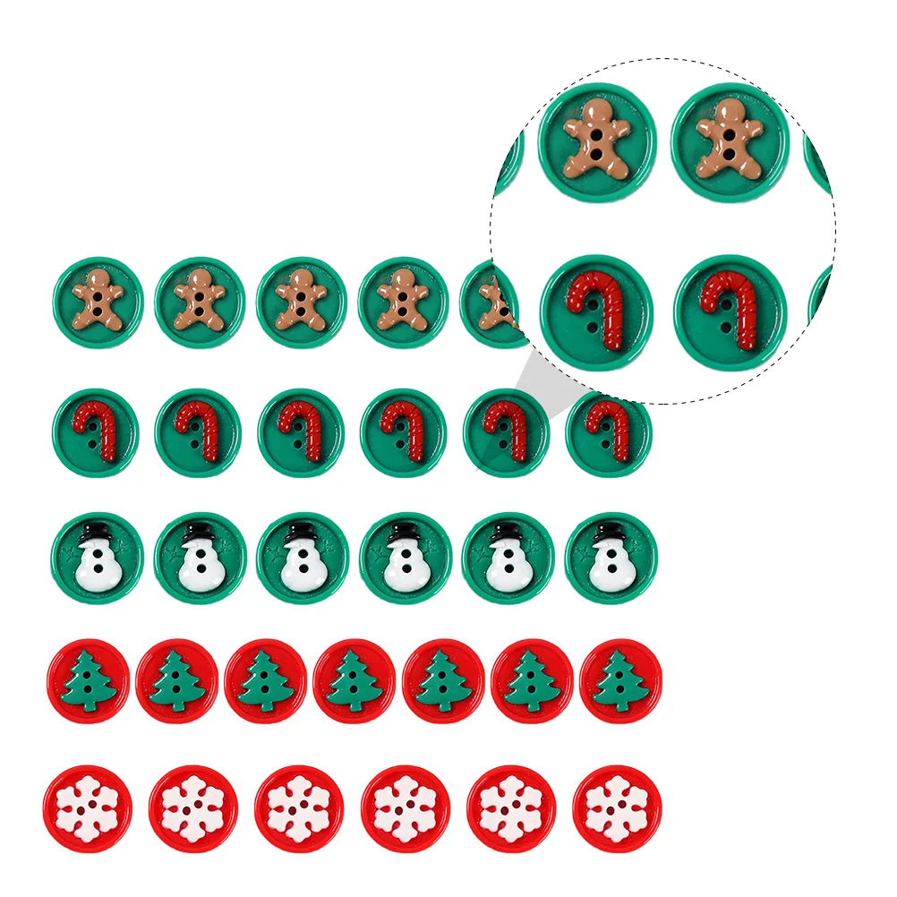 

50Pcs Resin Christmas Buttons Colorful Snowman Tree Snowflake DIY Sewing Accessories Decorative Buttons Craft Embellishments