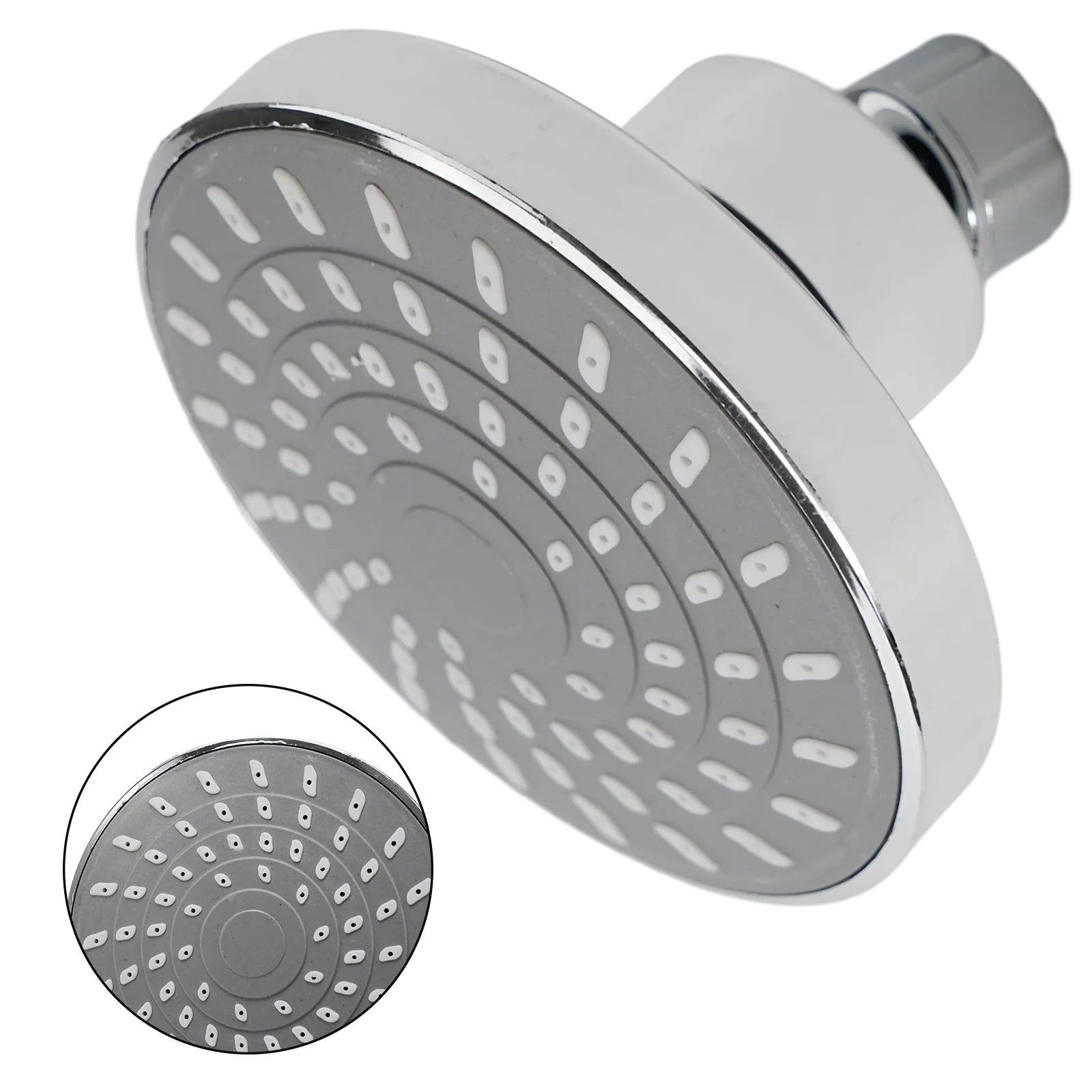 Rociador de cabezal de ducha, lluvia ajustable con rótula, accesorios de baño montados en la pared, grifo de fijación, flujo ajustable de 9,5 cm