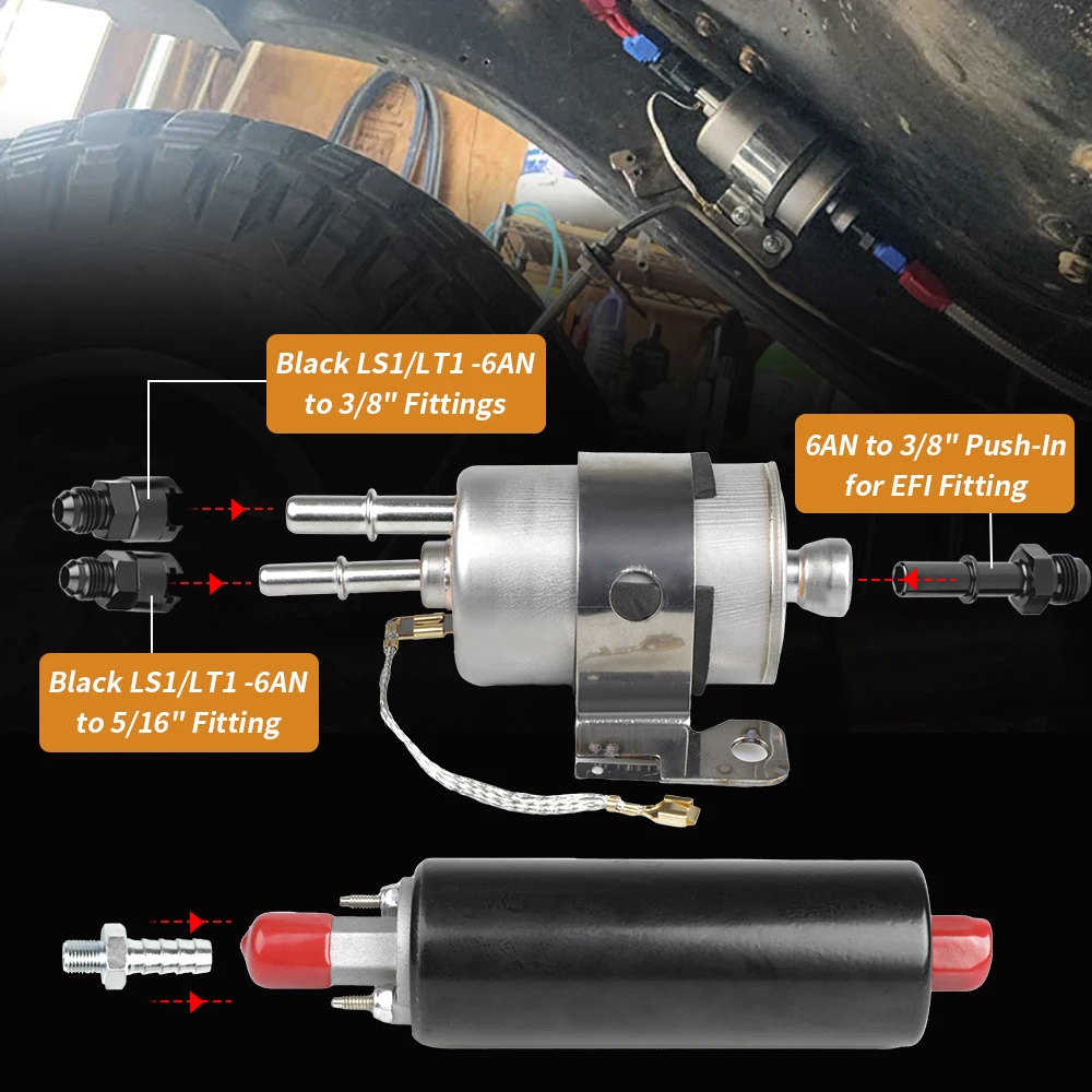 GSL392 255LPH مضخة الوقود المضمنة LS 58 PSI EFI مجموعة منظم مرشح الوقود مع تركيبات 6AN أجزاء مضخة الوقود الخارجية ذات الضغط العالي