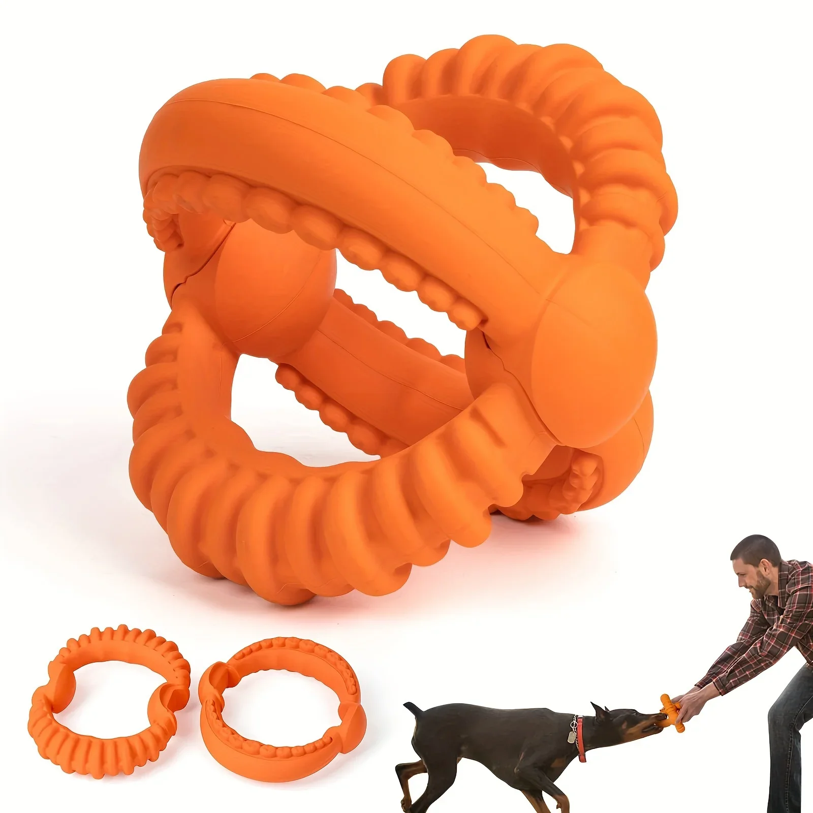 Interactive Dog Toy Removable Tug of War Toy with 2 Ring Natural Rubber Dog Chew Toy for Large Dogs Dog Accessories