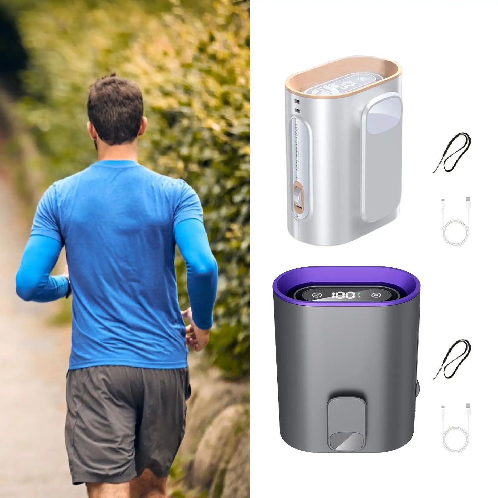 مشبك مروحة خصر محمول على قابلة لإعادة الشحن وخفيفة الوزن يمكن ارتداؤها بسرعة 100 سرعة قابلة للتعديل للسفر والتخييم والعمل الخارجي والمكتب والمنزل