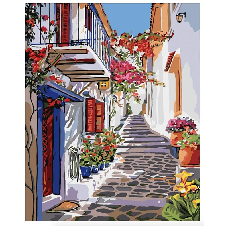 Paint By Numbers Art Oil Painting Greek Stairs Living Room Bedroom Home Decoration Wall Decoration