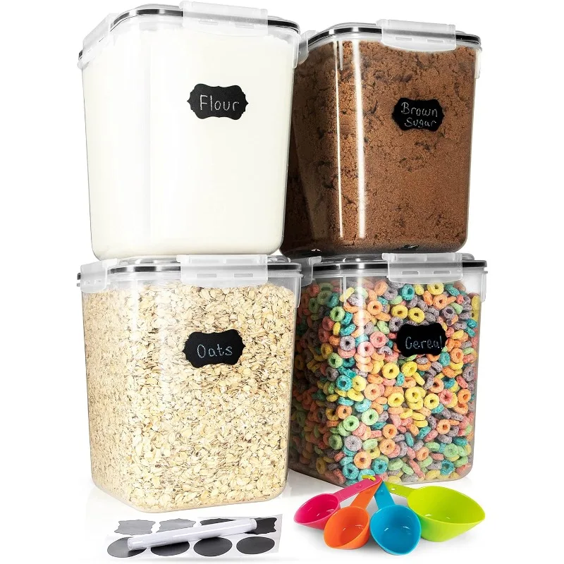 Flour Sugar Storage Containers (5.3L/4pk) Great Rice Canisters Sets For The Kitchen pantry, Large Food Storage Containers