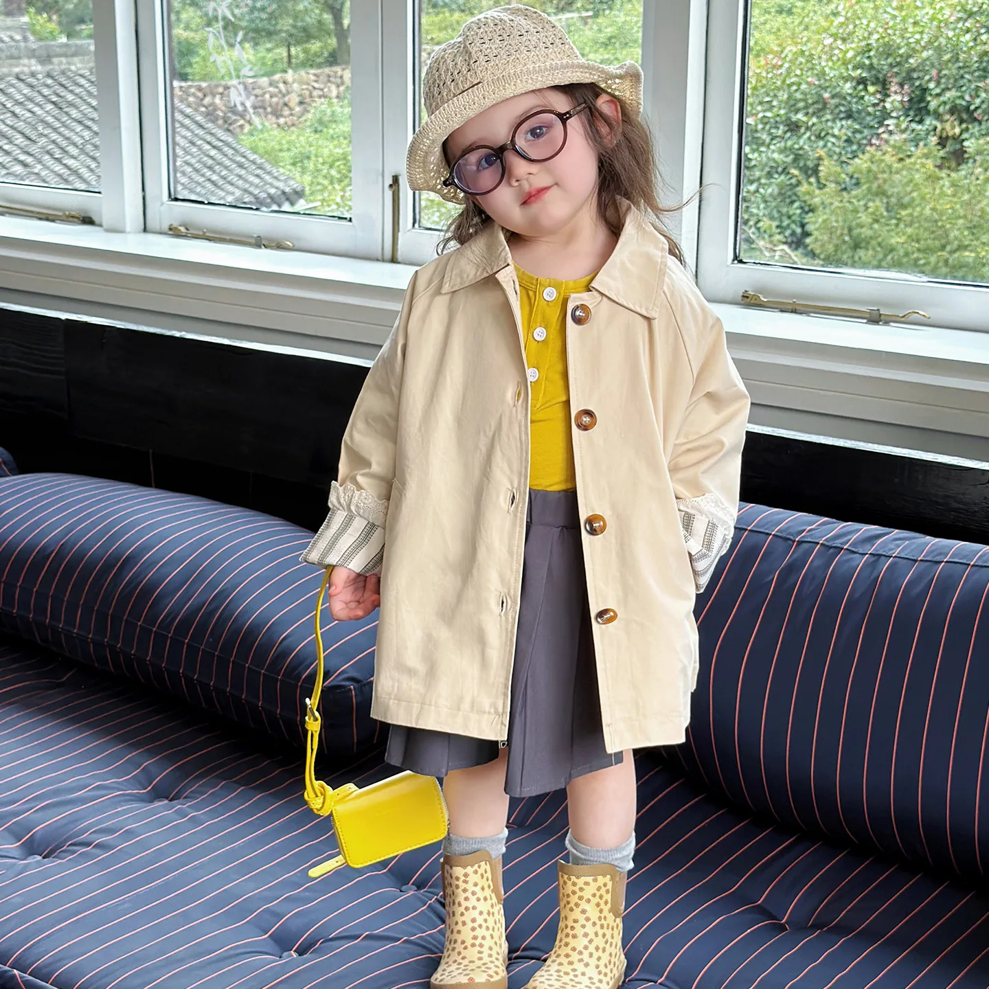 Girls' Windbreaker for Spring and Autumn 2026 New Style Children's Casual British Style Mid Length Western-style Jacket