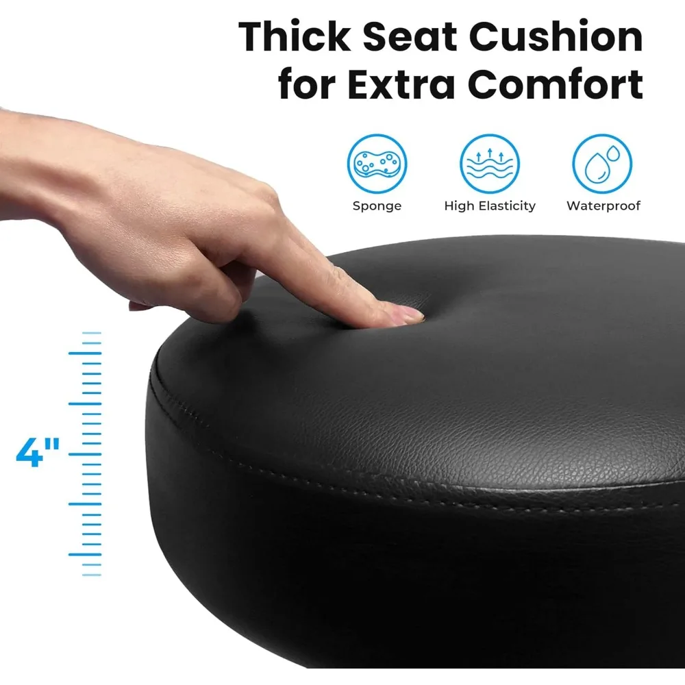 Drafting Chair with Back, Adjustable Foot Rest Rolling Stool, Multi-Purpose Office Desk Chair, Thick Seat Cushion for Home Bar