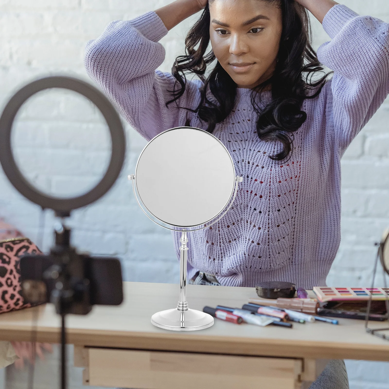 

Double-sided Mirror Magnification Makeup Vanity Tabletop Fine Workmanship Desktop Mirrors Elegant