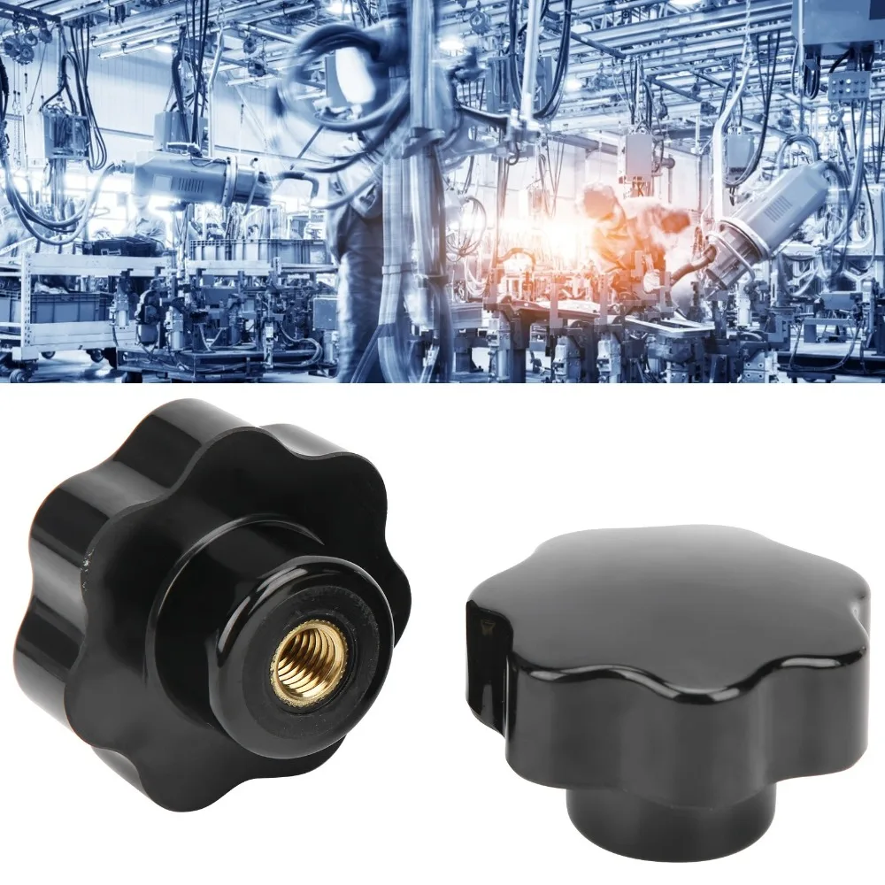 2pcs Versatile Industrial Clamping Knob Durable Practical Star Hand Knob Threaded Hand Knobs For Mechanical Equipment
