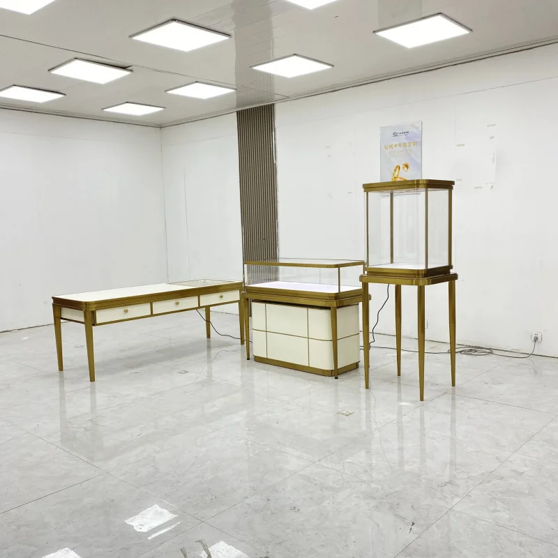 

Customize.Luxury Gold Jewellery Display Counter Interior Design Sales Showroom Jewelry Showcases Vitrine