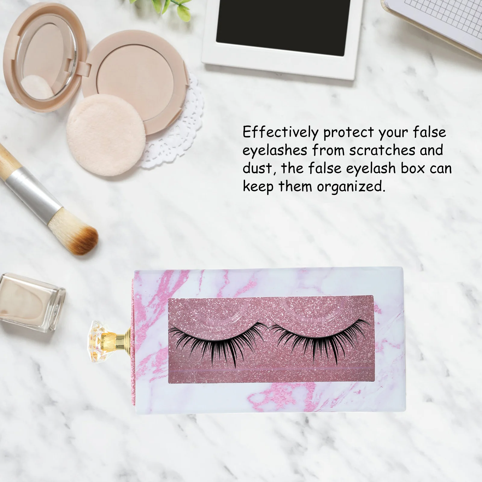 صندوق درج رموش صناعية خفيف الوزن محمول، تصميم مقبض نافذة شفاف، حاوية تخزين للسفر سهلة الفتح والإغلاق #5