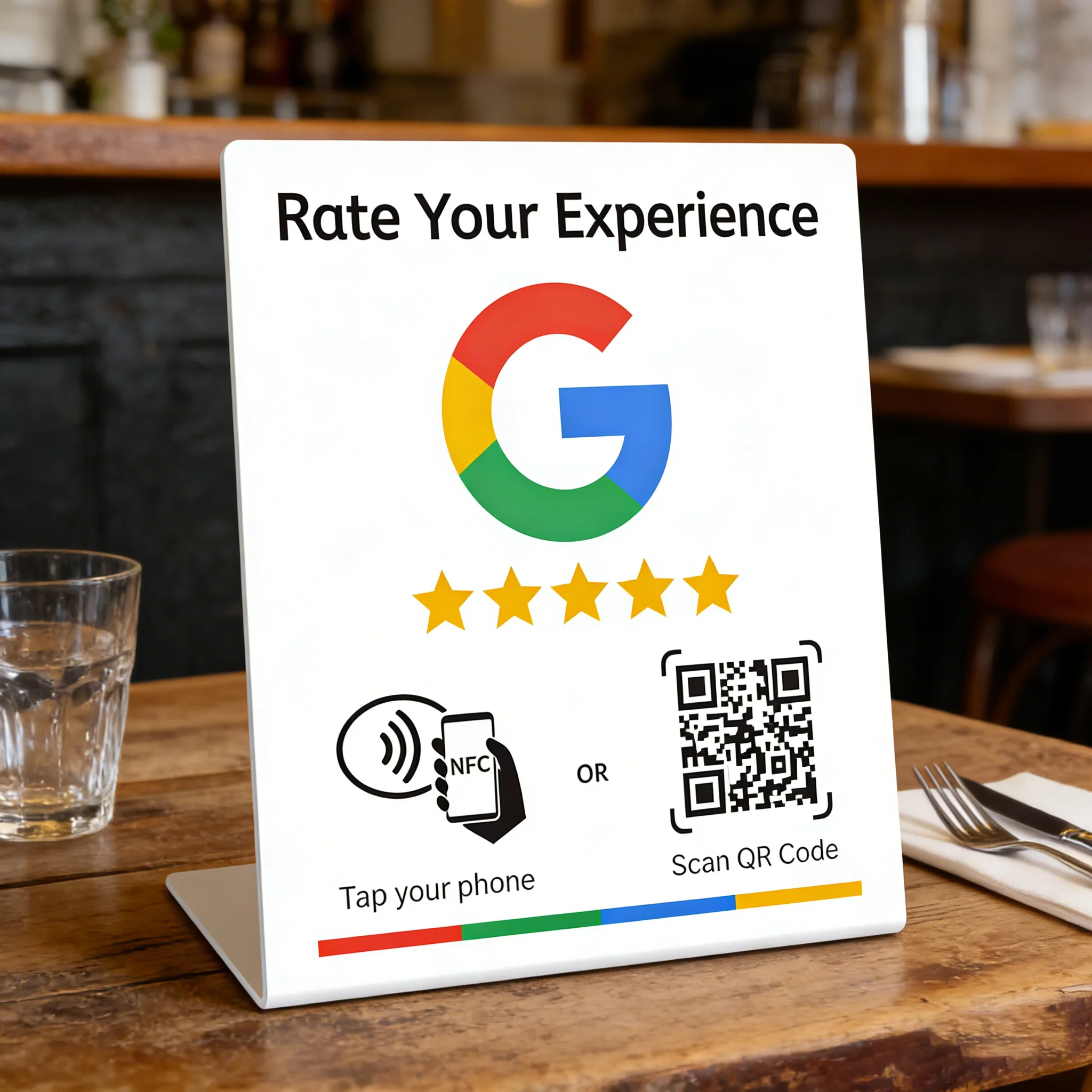 N-tag Crad for Google Review NFC station table NFC 13.56Mhz programmable Reviews display bending card standing brand bracket