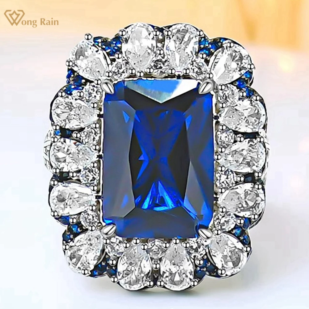 

Wong Rain Vintage 925 Sterling Silver 10CT Sapphire Ruby High Carbon Diamond Gemstone Ring for Women Wedding Engagement Jewelry