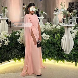 Customized Crew Neck Prom Dresses Pleats Flutters Vestidos De Noche Zipper Back Long Elegant Party Evening Formal Occasion Dress