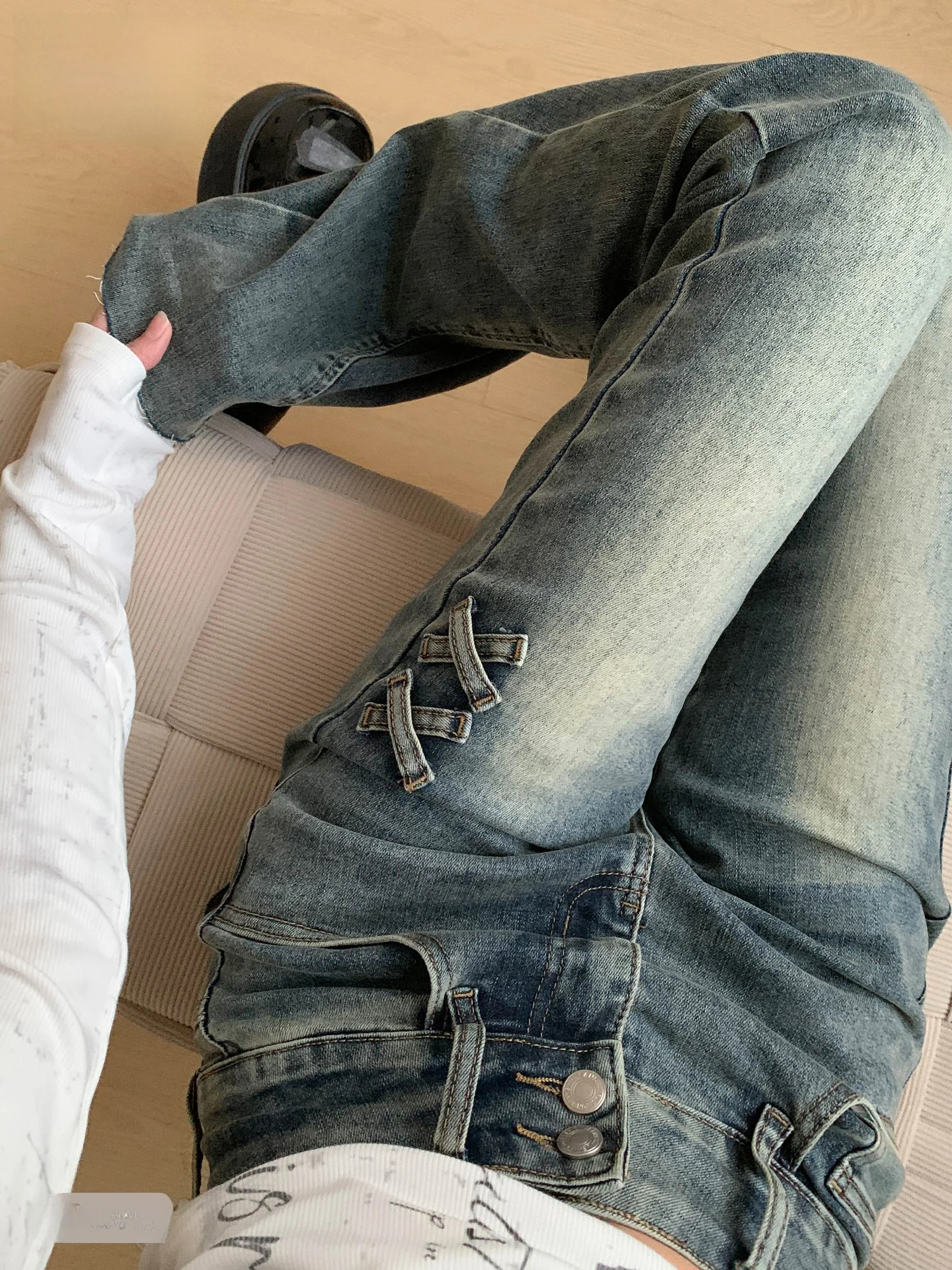 

High Waist Bell Bottom Jeans Women's Slim Fit Bootcut Pants for Pear Shaped Body Retro Style Spring Autumn New Arrival