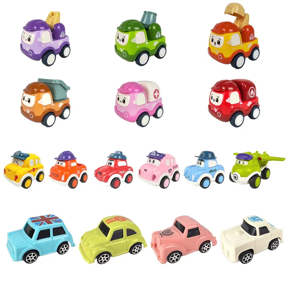 New Cute Cartoon Emojis Power Back Car Children's Toy City Transportation and Urban Construction Series Children's Birthday Gift