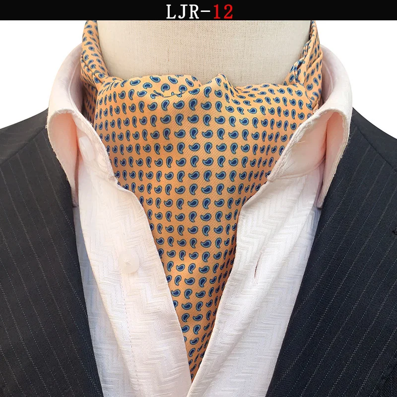 Elegant Polyester Jacquard Woven Mens Ascot Necktie Ties Cravat Plaid Floral Wedding Business Party Accessories view 6
