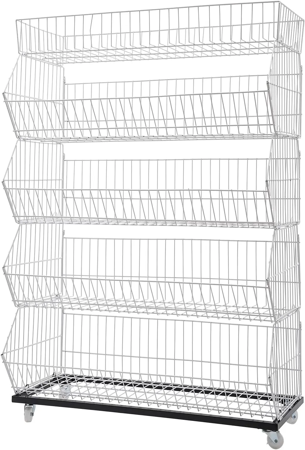 5-Shelf Shelving Unit, Wire Shelving With Wheels Market Retail Display Rack, 35.4