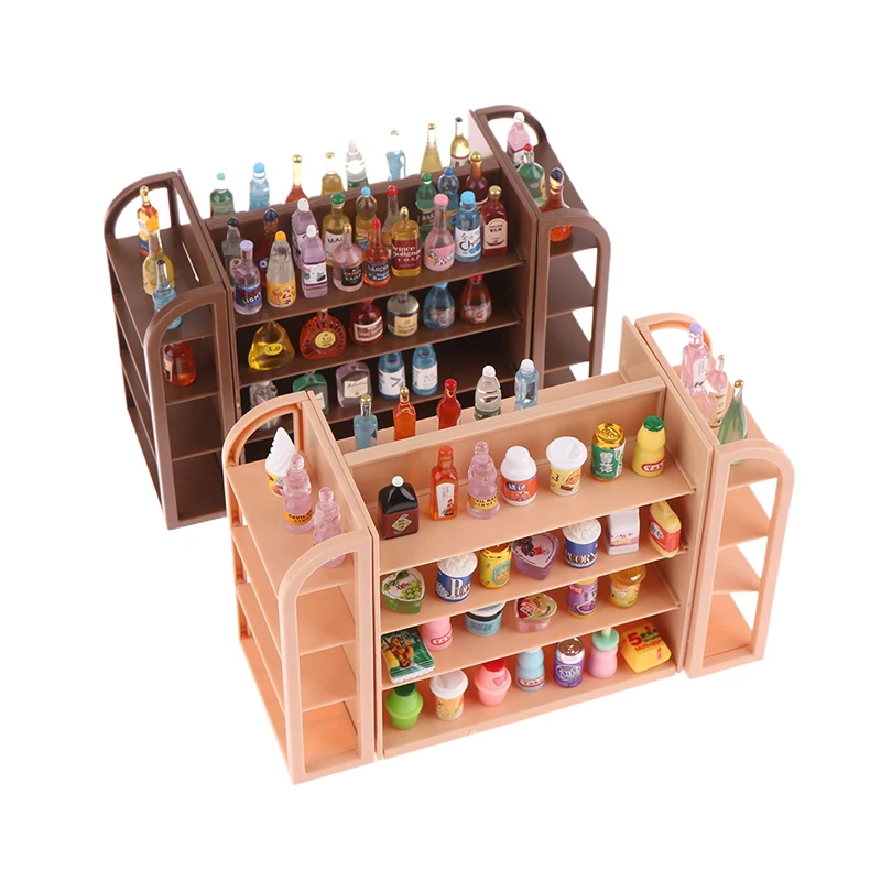 1 Set Doll House Scene Decor Accessories 1:12 Dollhouse Miniature Supermarket Shelf Mini Display Stand Storage Rack Model Toy