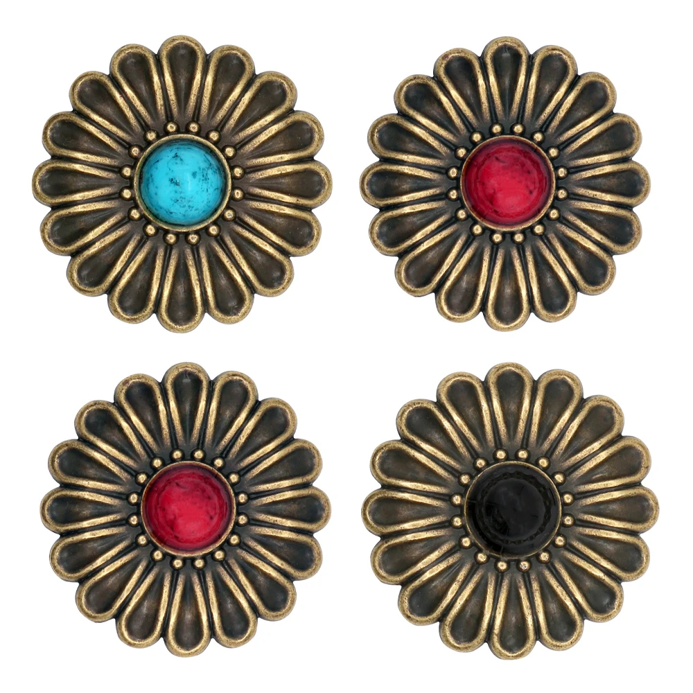 1 Pcs Shoe Decorations Sandalias De Metal Copper Color Flower Shoe Charms Pins Accesorios Pines Para Simulated Turquoise W-38