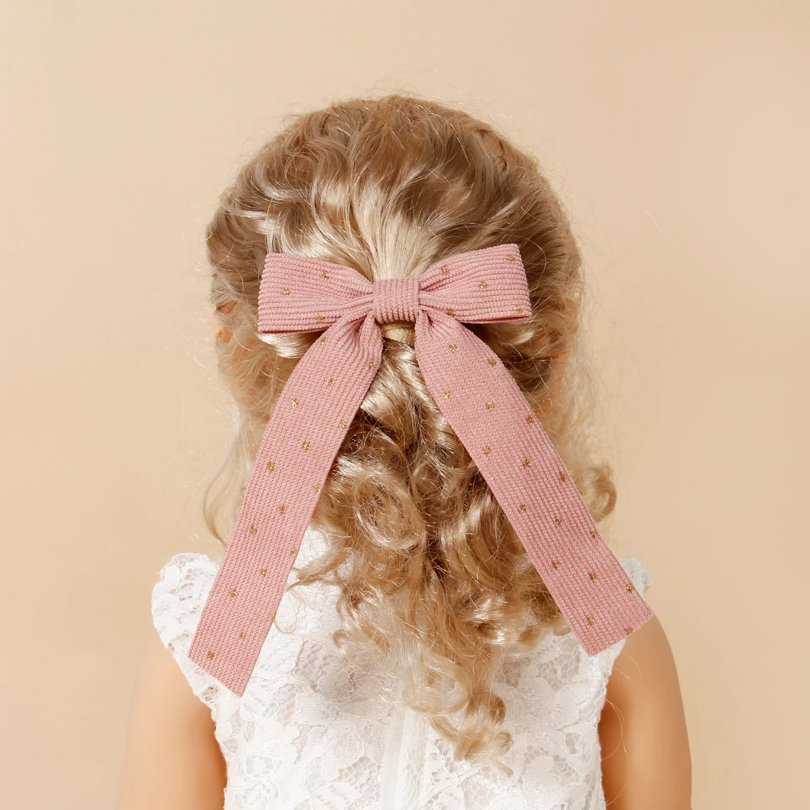5PCS Girls Corduroy Bow Hair Clips Kids Point Toe Hair Barrettes Children Shallow Knot Hairpins
