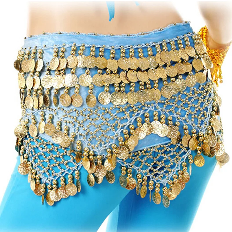 Women Sequins Coins Belly Dance Hip Scarf Stage Performance Carnival Rave Belt Party Waist Chain Wrap Mini Skirt Indain Costume