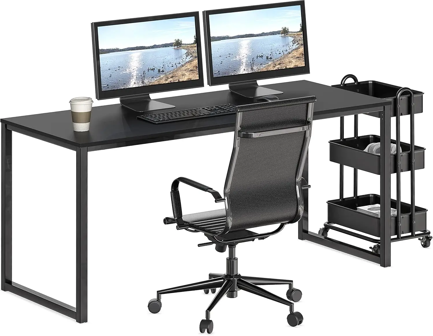 

Home Office 55-Inch Computer Desk, 24" Deep,Office Desks， Black