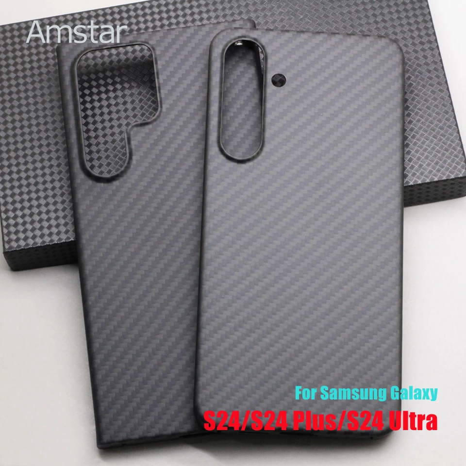 Amstar Real Carbon Fiber Phone Case for Samsung S24 S23 S22 S21 S20 Plus Ultra Note 20 Ultra S10e Aramid Fiber Hard Cover