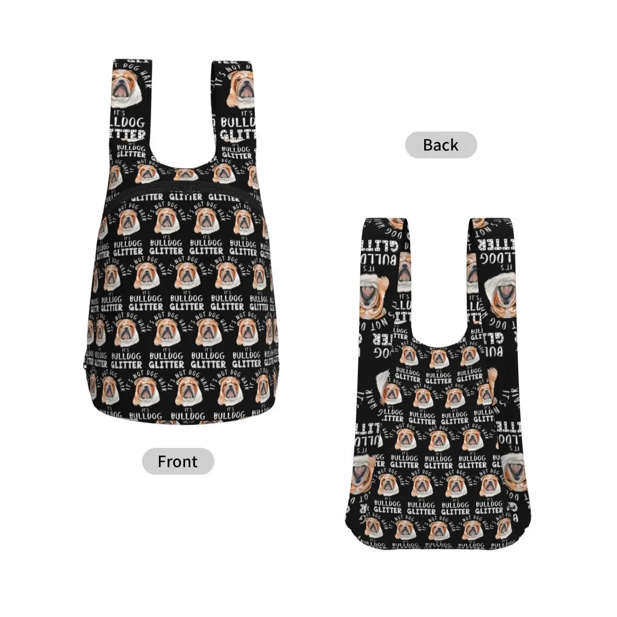 It's Not Dog Hair It's BULLDOG Glitter Backpack Student Storage BookBag Children School Bag Computer Shoulder Bags Boys Girls