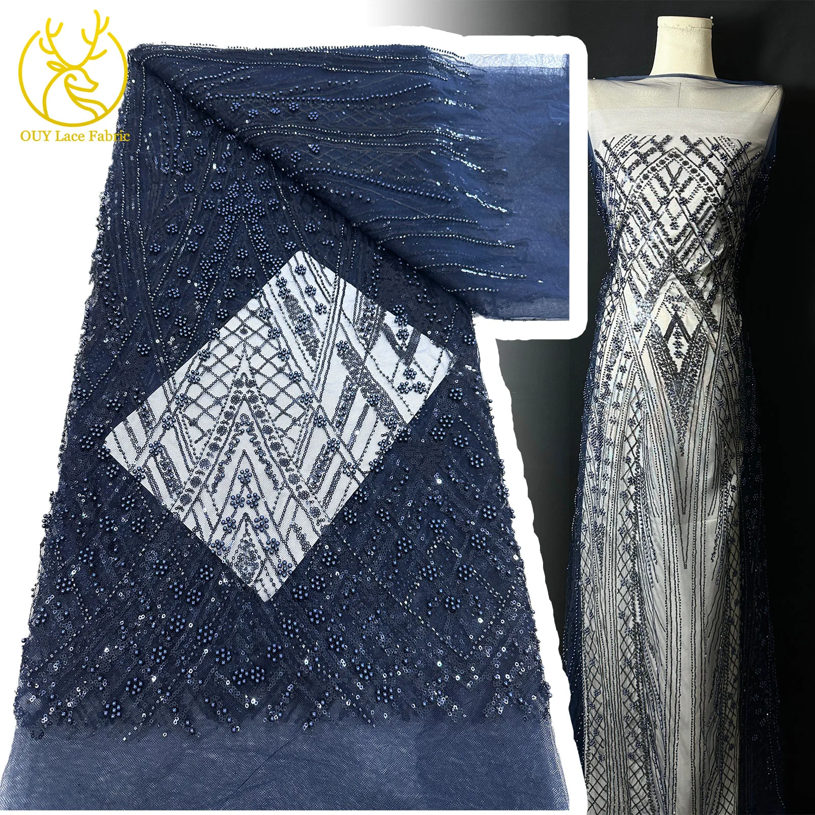 

Newest Luxury Beaded Lace Fabric 2025 High Quality African Sequin Lace Fabric Nigeria Mesh Tulle Tulle Fabric Wedding Dresses